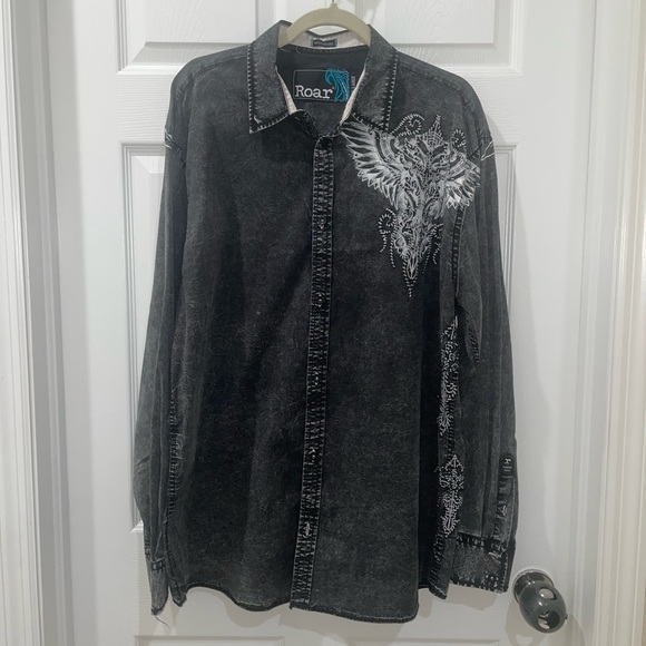 ROAR Wings Mens LS button down SZ XXL - Picture 3 of 10